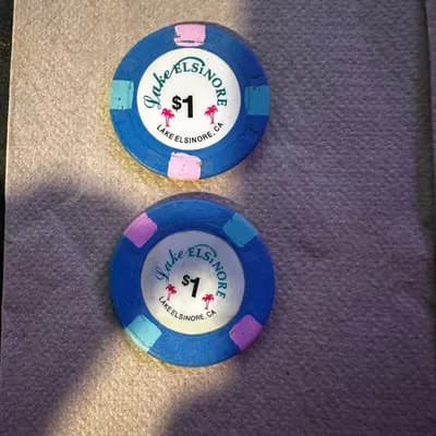 LOT OF 2:LAKE ELSINORE CASINO – Lake Elsinore CA – $1 Casino chip - Low shipping