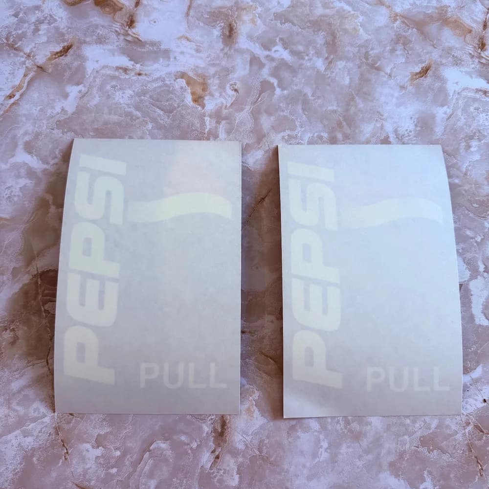 Lot Of 2: PEPSI GLASS DOOR PUSH / PUL PLATE PEEL AND STICK PUSH DECAL VINYL - Image 2