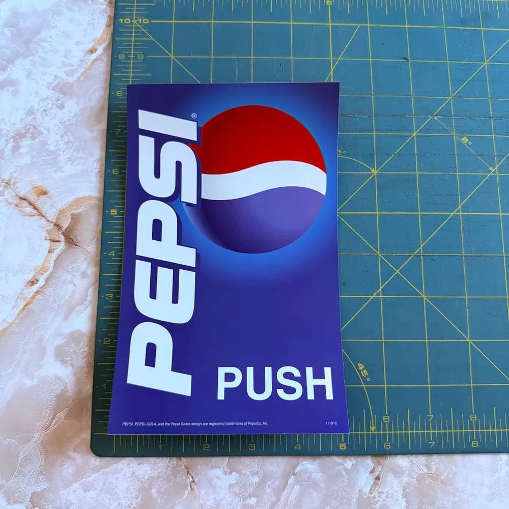 Lot Of 2: PEPSI GLASS DOOR PUSH / PUL PLATE PEEL AND STICK PUSH DECAL VINYL - Image 4