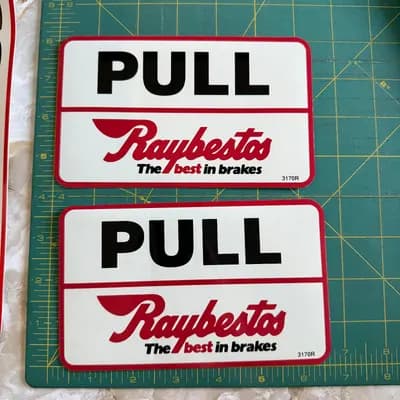 Lot of  2: Raybestos Brakes Pull AUTOMOTIVE DRAG RACE HOT ROD DECAL STICKER Pull