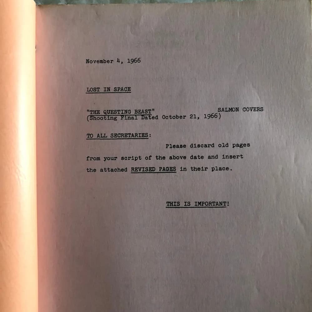Lost in Space TV Show Original Screenplay Script 1966 "The Questing Beast" - Image 4