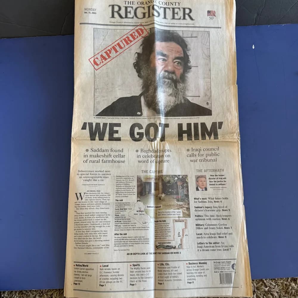 The Orange County Register Newspaper  Monday, December 15, 2003 'WE GOT HIM' - Image 3