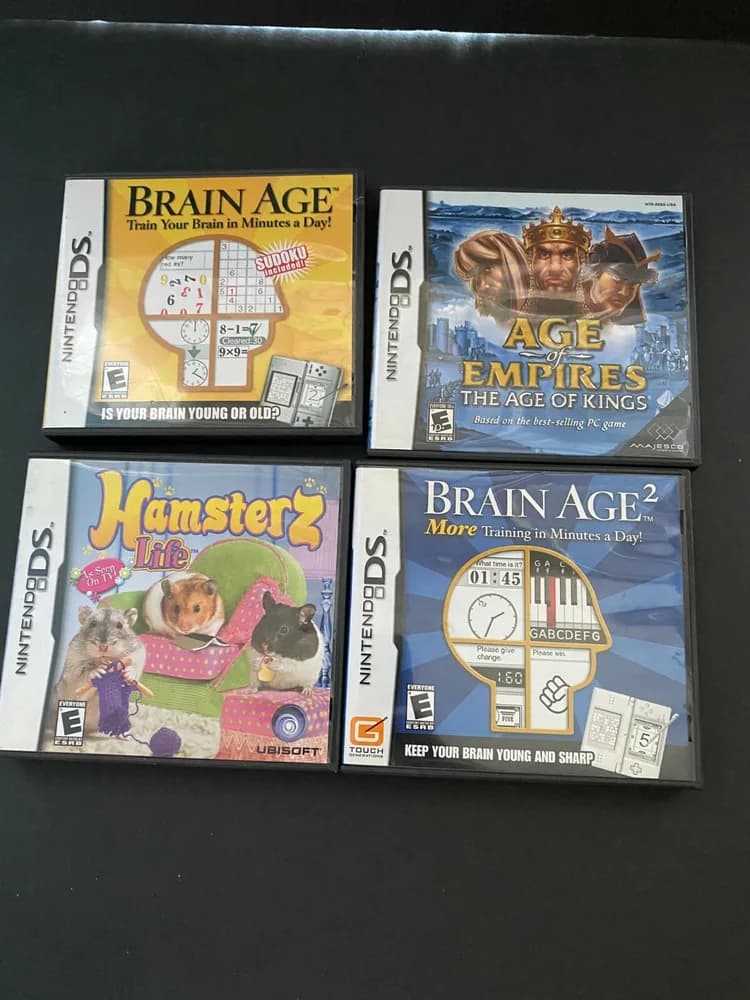 NO GAMES Lot of 4: Empty Nintendo DS Game Cases | Brain Age 2 empires hamsterz