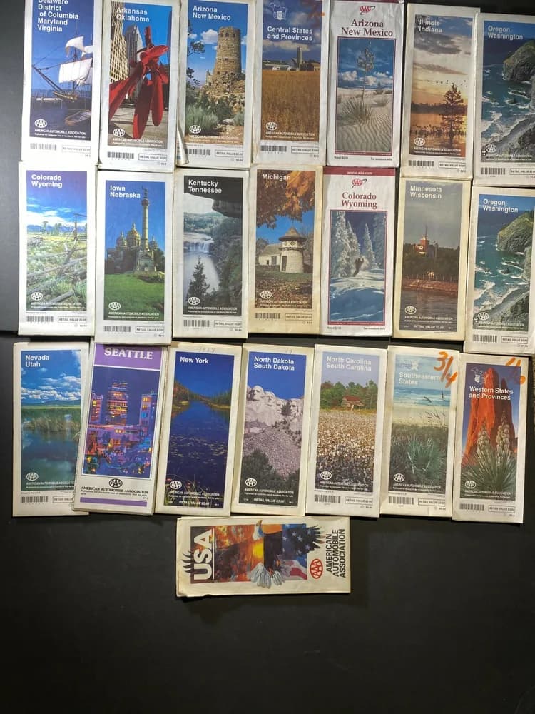 LOT OF 22 Vintage Road Map Lot collection Late 1980s earlier 1990s AAA