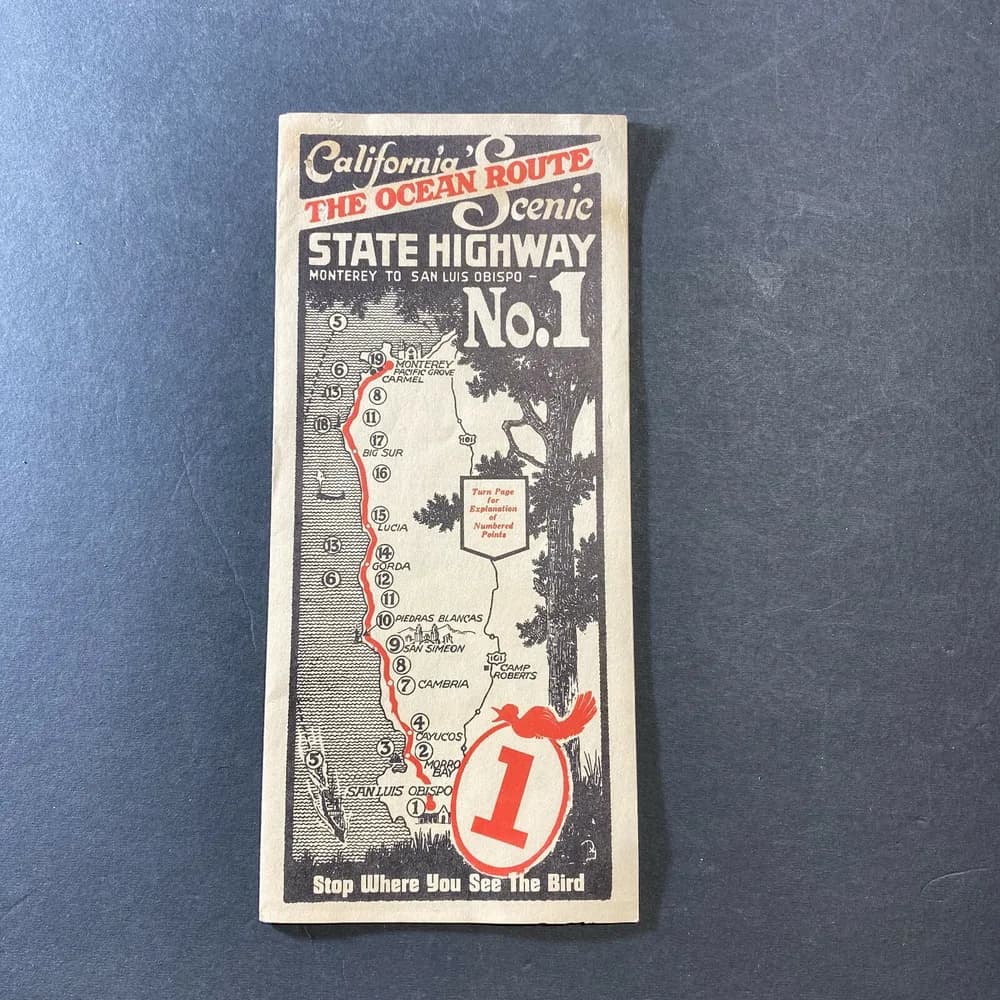 1940-1950's California Highway 1 The Ocean Route The Cabrillo Route Brochure