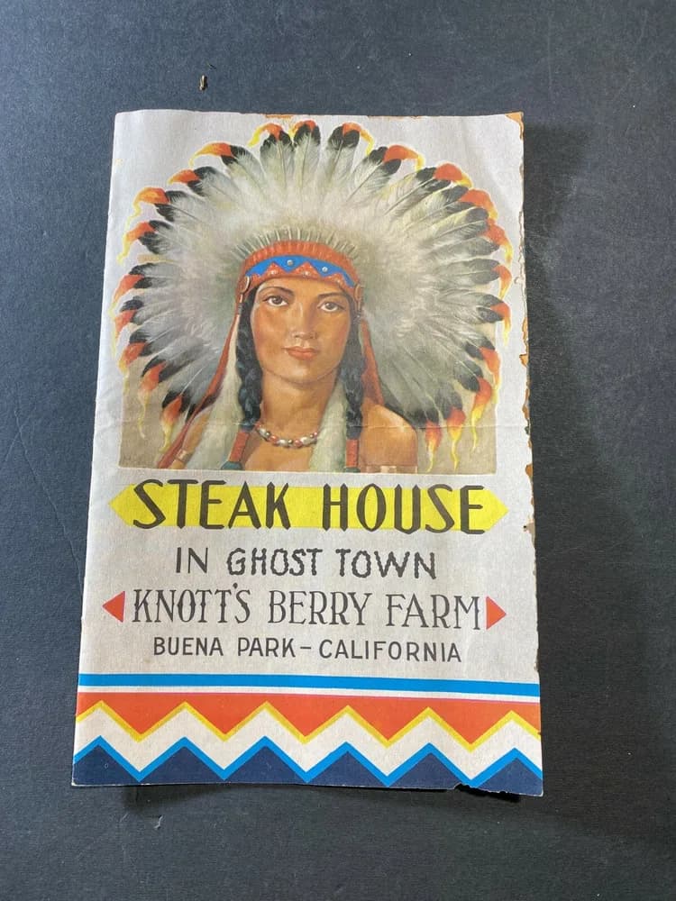 Vintage Steak House Ghost Town Knotts Berry Farm Menu, Souvenir Booklet