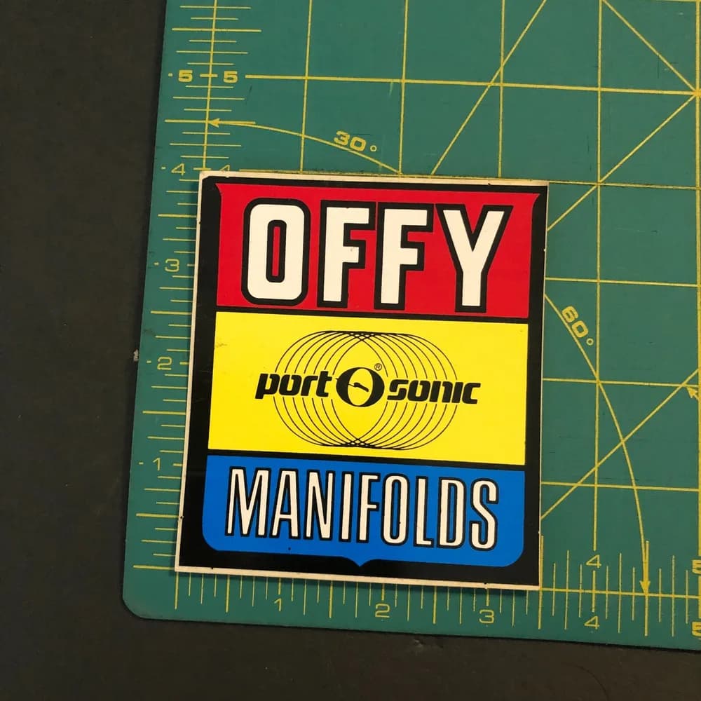 Vintage Offy Port O Sonic Intake Manifolds 1970s Drag Racing Decal Sticker READ