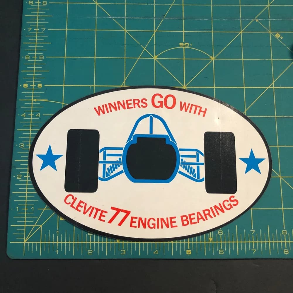 Vintage winners go with clevite 77 engine bearings sticker decal hotrod rat rod