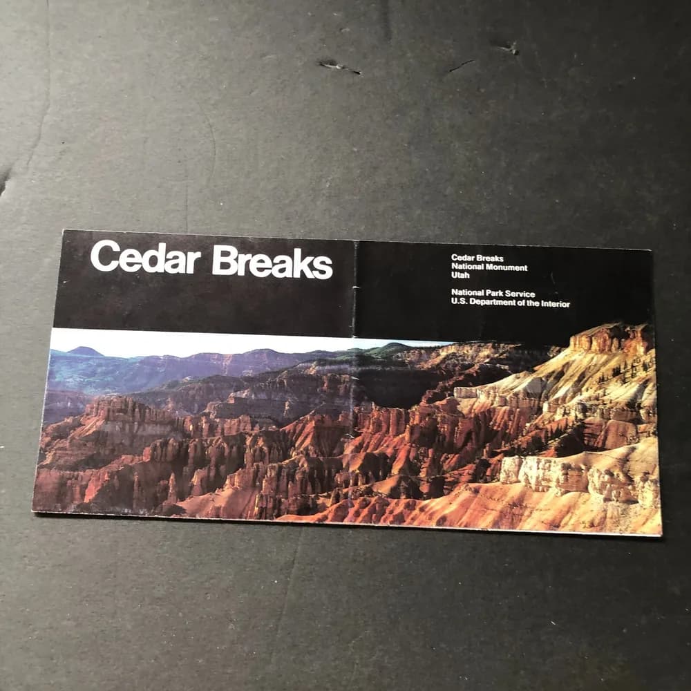 Cedar Breaks National Monument Park Official Brochure National Map Guide