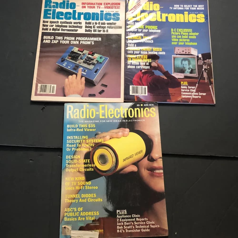 LOT OF 3: Radio-Electronics Magazines 1982 1974