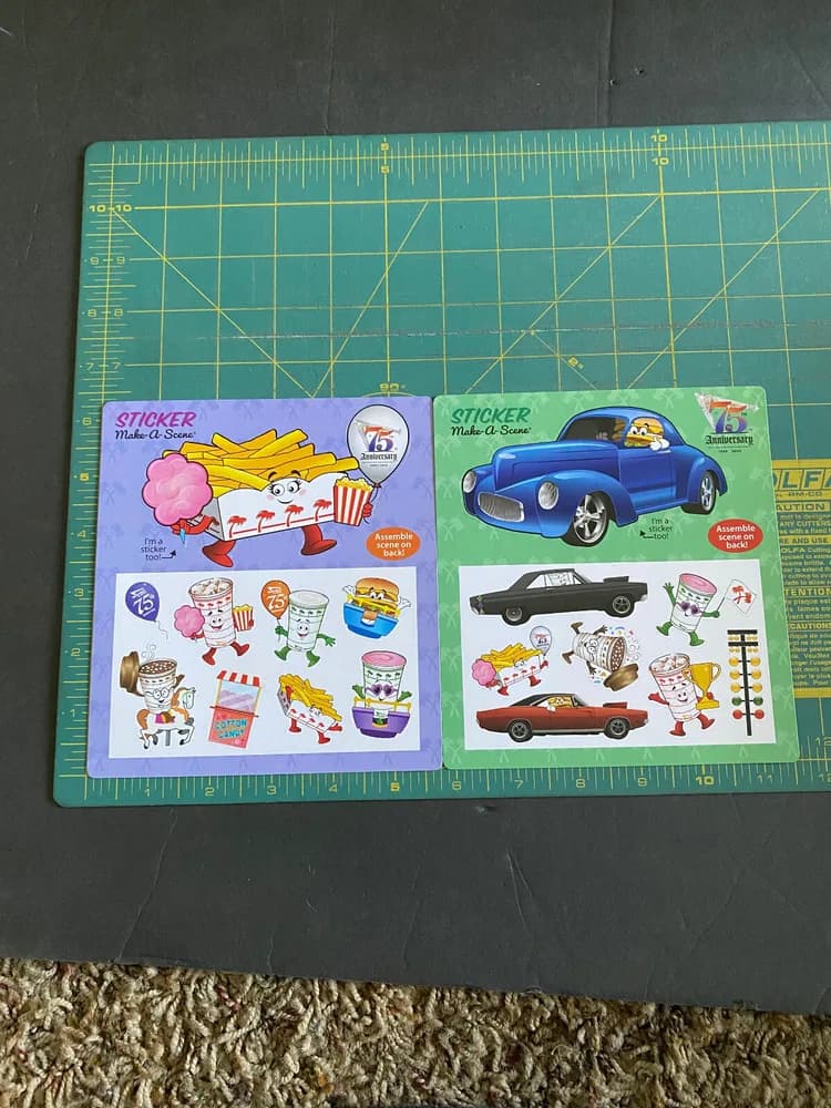 2 In N Out Burger 2024 Kids Make A Scene 75th Anniversary Sticker Lot So. Cal